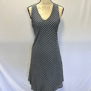 CHARLIE B, Navy and White Asymmetrical Midi Sundress